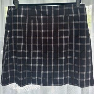J. Jill Black and White Checkered A-Line Skirt